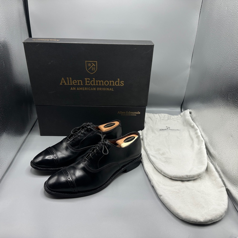 Allen Edmonds Fifth Avenue Black Leather Cap Toe Oxford Dress Shoes 8 D 5705